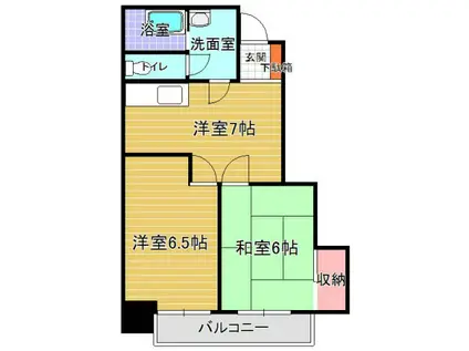 デルタビル(2DK/7階)の間取り写真