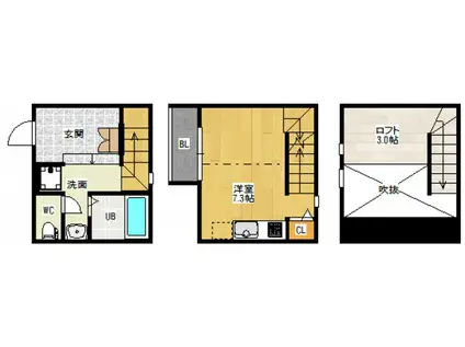 DUPLEST十日市(ワンルーム/1階)の間取り写真