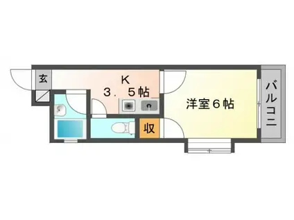 トマリノビル(1K/2階)の間取り写真