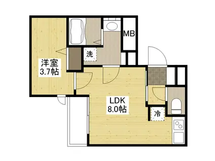 月光南観音七番館(1LDK/3階)の間取り写真