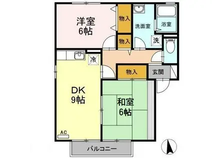 セジュール友清E棟(2DK/1階)の間取り写真