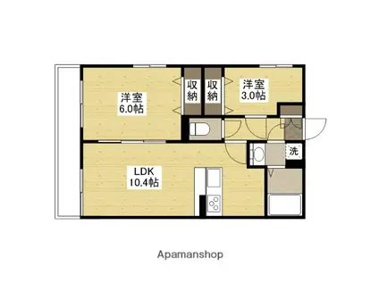 LA SOIREE UJINA(2LDK/3階)の間取り写真