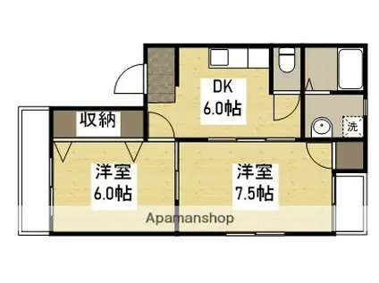 アイランドビル23(2DK/3階)の間取り写真