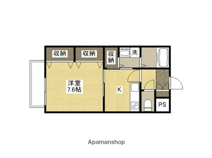 盛林ハイツ(1K/2階)の間取り写真