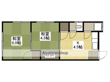 第1薮花荘(2K/2階)の間取り写真