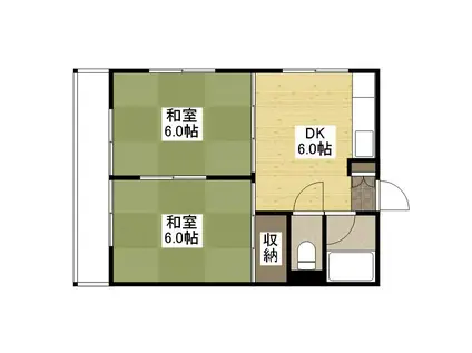 樹マンション(2DK/3階)の間取り写真