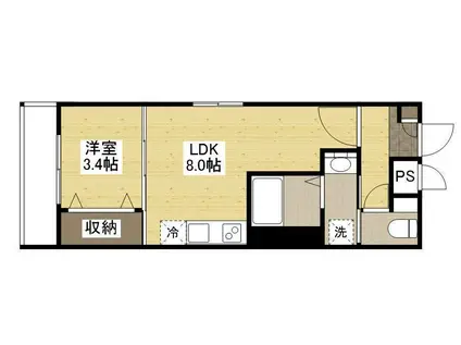 MOVE楽々園ウエスト(1LDK/3階)の間取り写真