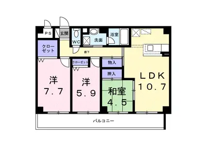プラザ初雪A-Ⅰ(3LDK/5階)の間取り写真