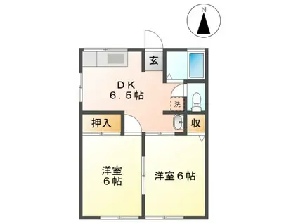 シティハイムローゼ(2DK/1階)の間取り写真