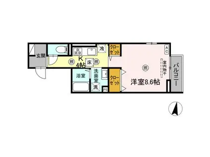 D-ROOM高須2丁目 B棟(1K/1階)の間取り写真