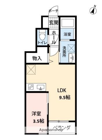 エスリーB棟(1LDK/1階)の間取り写真