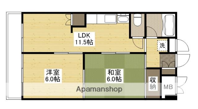 幟町熊本ビル(2LDK/6階)の間取り写真