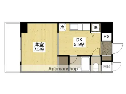 竹屋町原野ビル(1DK/8階)の間取り写真