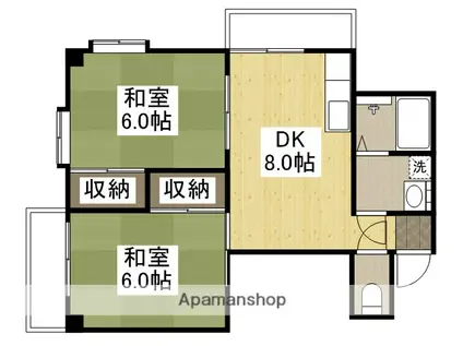 檜垣ビル(2DK/5階)の間取り写真