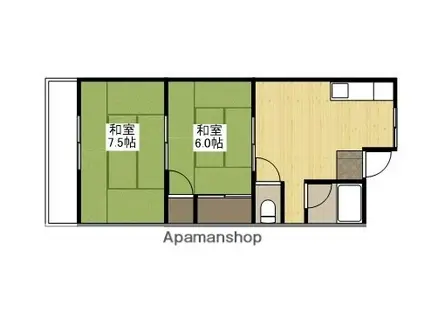 七福荘(2DK/2階)の間取り写真