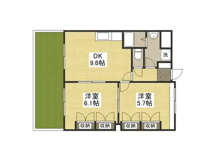 ラ・ヴィータ高取北Ⅱ(2DK/1階)の間取り写真