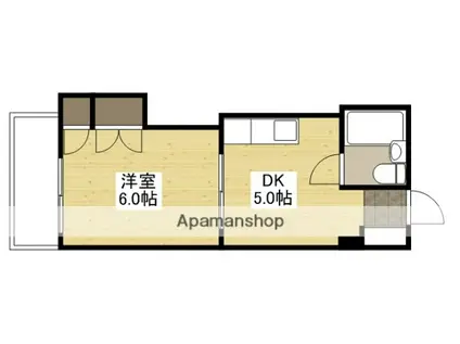ハイム三滝(1DK/5階)の間取り写真