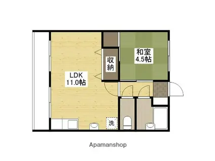 石本ビル(1LDK/4階)の間取り写真