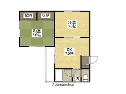 パルコパールⅠ(2DK/4階)の間取り写真