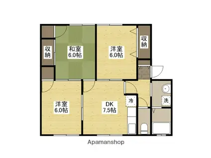 グリーンパレス大町B棟(3DK/1階)の間取り写真
