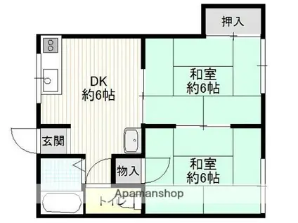 高尾アパート(2DK/1階)の間取り写真