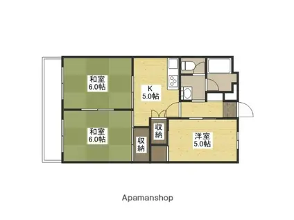 クワモトビル(3K/2階)の間取り写真