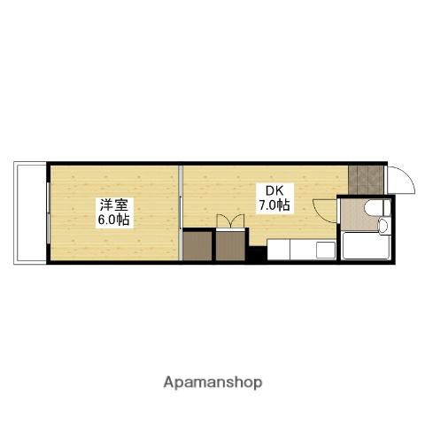 和秀舟入本町ビル(1DK/5階)の間取り写真