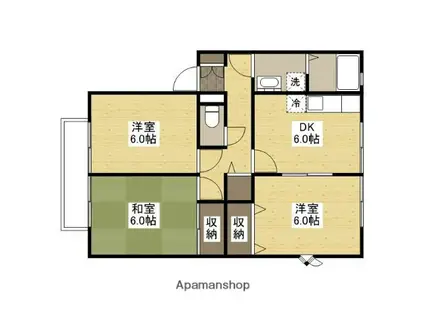 ヴィラハナミズキB棟(3DK/1階)の間取り写真