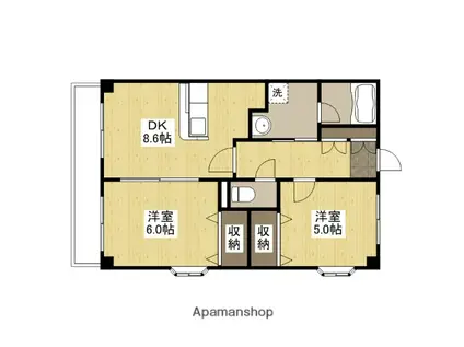 ボヌールマスダⅡ(2DK/3階)の間取り写真