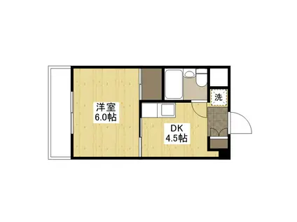 第2山中ビル(1DK/3階)の間取り写真