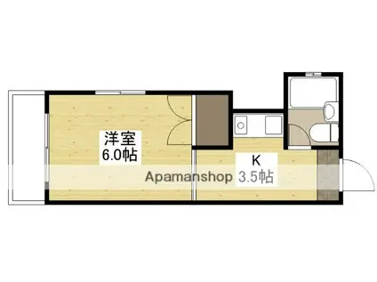 ヴィラ翠町(1K/3階)の間取り写真