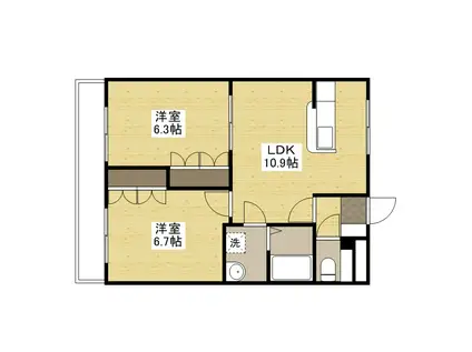 ラペルシャトー(2LDK/2階)の間取り写真