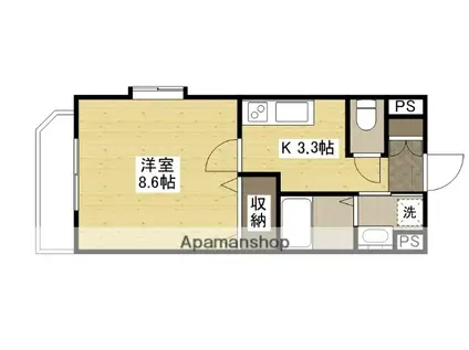 ディオパルテ祇園(1K/1階)の間取り写真