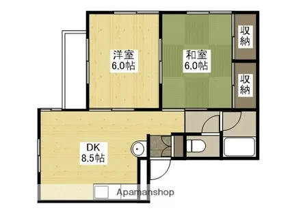 向洋細川ビル(2DK/4階)の間取り写真