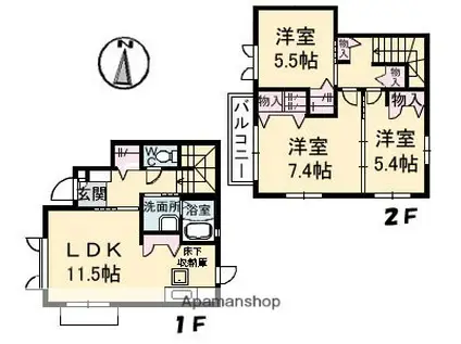 メゾン高須台(3LDK/1階)の間取り写真