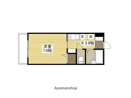 ベージュ緑井(1K/2階)の間取り写真