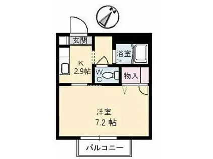 フローラル舟入南(1K/2階)の間取り写真
