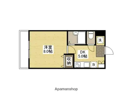 プーテゥジュール4番館(1DK/4階)の間取り写真