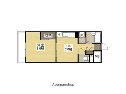 スライブ皆実(1DK/2階)の間取り写真