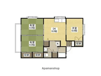 セジュール野北C棟(3DK/2階)の間取り写真