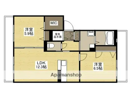 グランディールエスト(2LDK/3階)の間取り写真