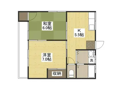 コーポ宮路(2K/1階)の間取り写真