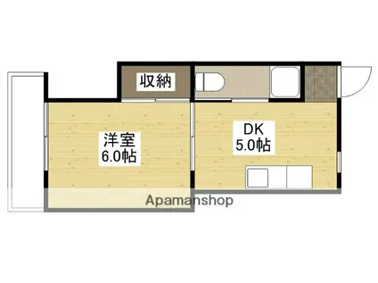 渡部ビル(1DK/3階)の間取り写真