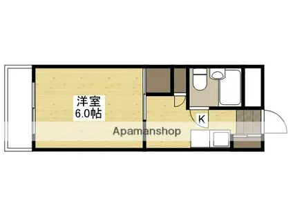 第三落海ビル(1K/4階)の間取り写真