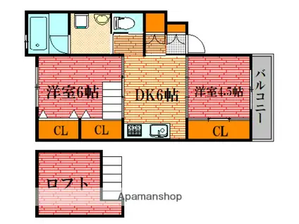 Aコーポ(2DK/1階)の間取り写真