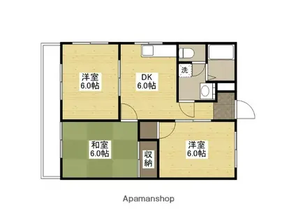 コーポ谷岡(3DK/4階)の間取り写真