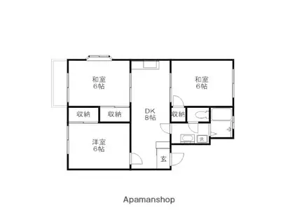 エルディム川内 A棟(3DK/2階)の間取り写真