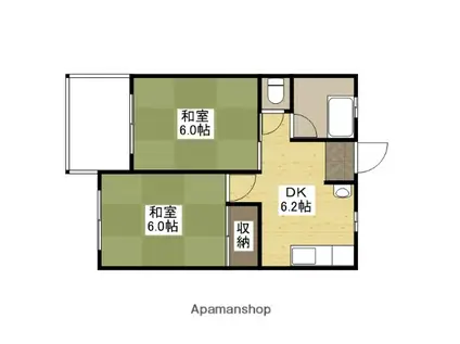 細川ビル(2DK/2階)の間取り写真
