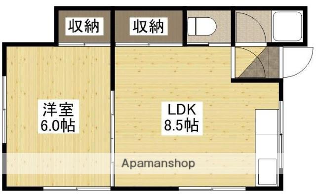 ホワイトホーム皆実6号棟(1LDK/1階)の間取り写真