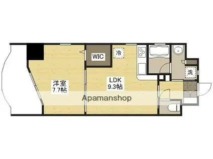 KハイツⅤビル(1LDK/9階)の間取り写真